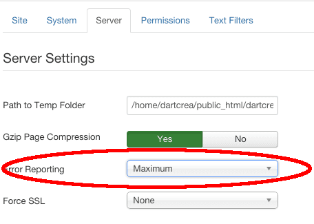 joomla白屏設置錯誤報告最大值